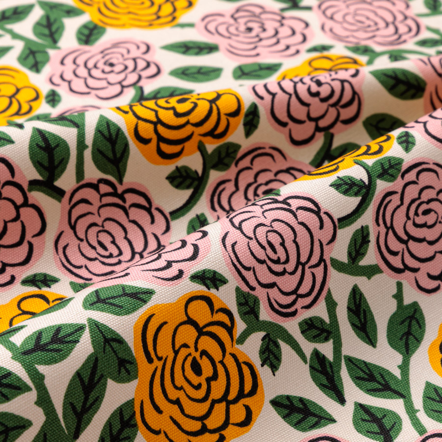 生地　キッピス　Ruusu/ルース/バラ　ベージュ　オックス生地　切り売り　kippis　北欧テキスタイル　商用利用可能　おしゃれな生地