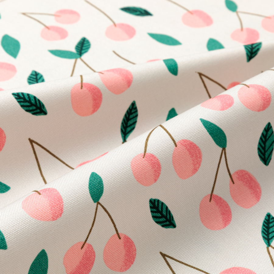 生地　キッピス　Kirsikka/キルシッカ/さくらんぼ　ライトグレー　オックス生地　切り売り　kippis　北欧テキスタイル　商用利用可能　おしゃれな生地