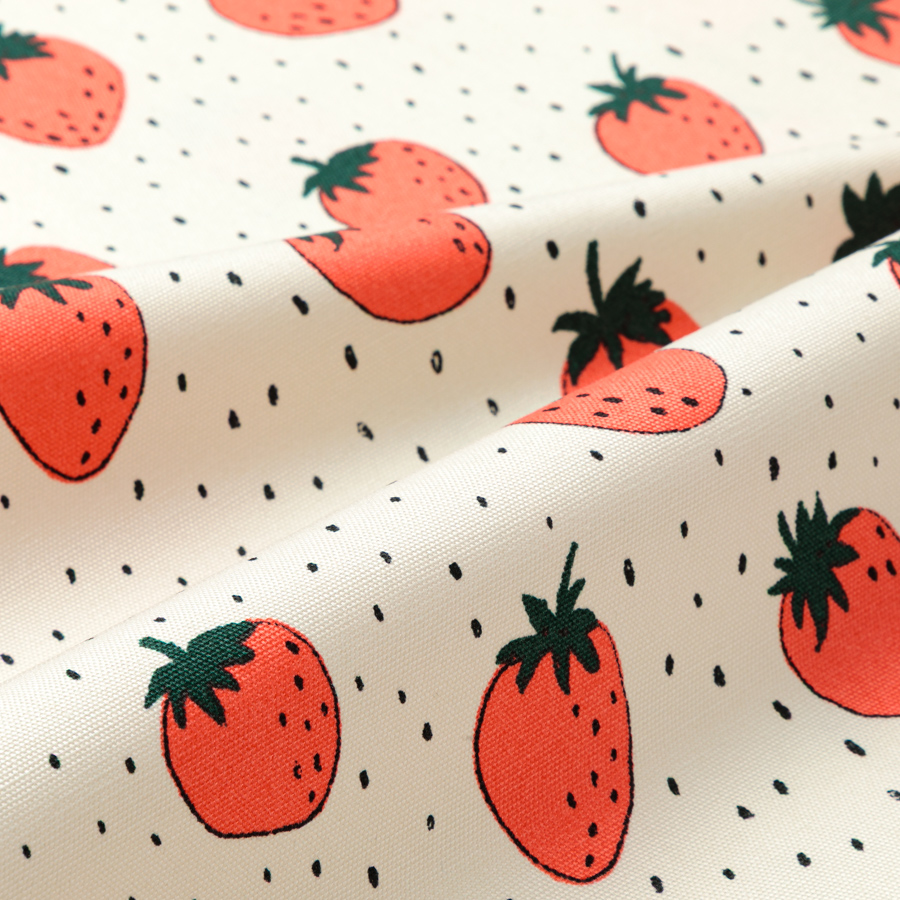 生地　キッピス　Metsämansikka/メッツァマンシッカ/森いちご　ベージュ　オックス生地　切り売り　kippis　北欧テキスタイル　商用利用可能　おしゃれな生地