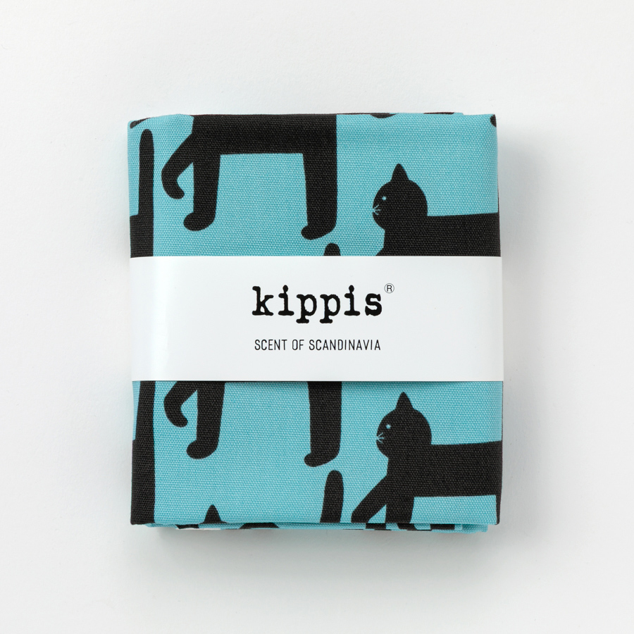 生地　キッピス　Kävelevä kissa/カヴェレバ・キッサ/歩く猫　パウダーブルー　カットクロス　オックス生地　kippis　北欧テキスタイル　商用利用可能　おしゃれな生地