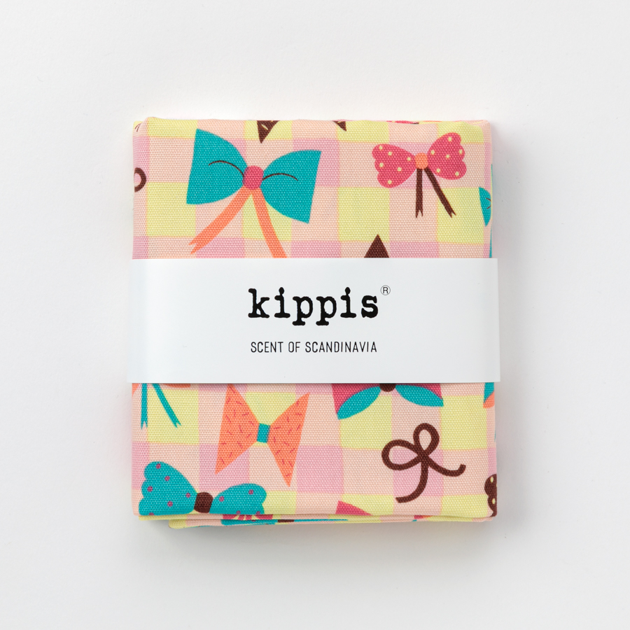 生地　キッピス　Rusetti/ルセッティ/踊るリボン　ピンク　カットクロス　オックス生地　kippis　北欧テキスタイル　商用利用可能　おしゃれな生地