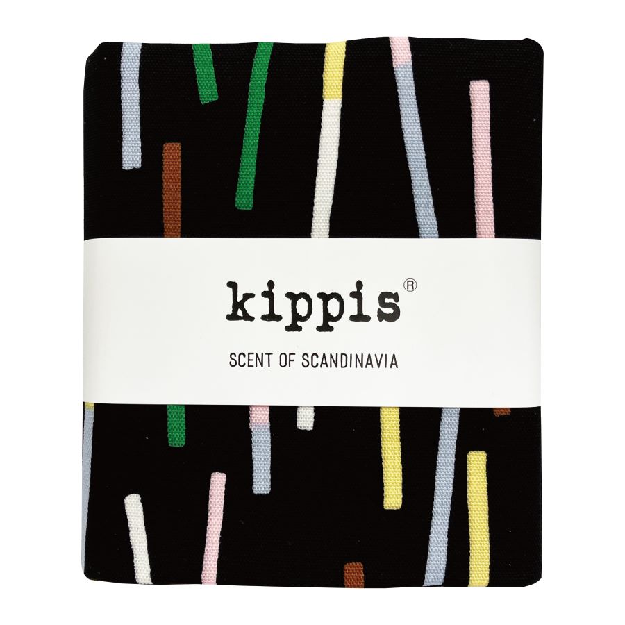 カットクロス　キッピス　リズミカルな色エンピツ/Tikut　ブラック　オックス生地　50cmカット　北欧テキスタイル　kippis　商用利用可能　布