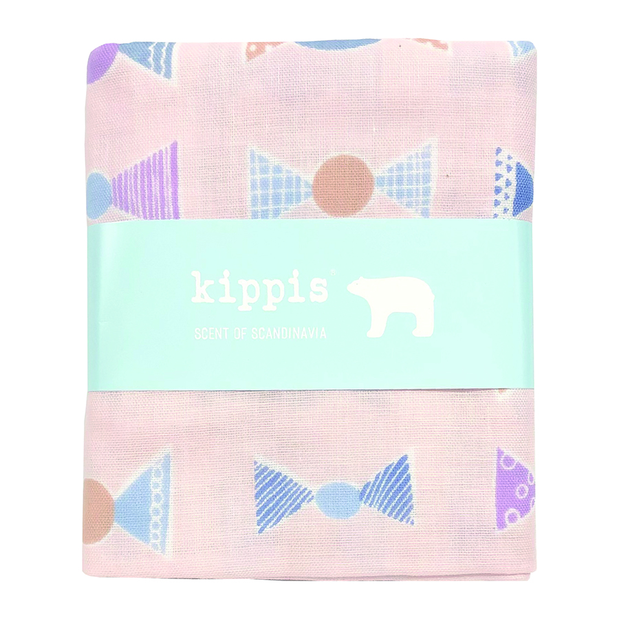 SALE　ダブルガーゼ生地　kippis　キッピス　チョコレート包み　ピンク　カットクロス　布　北欧テキスタイル　キッズ・ベビーグッズに　商用利用可能