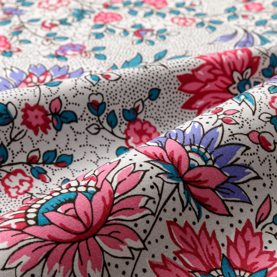 ヴィンテージフィール生地　フルール・ソバージュ/Fleurs Sauvages　パールホワイト　切り売り生地　SOULEIADO　ソレイアード　ウエア作りに　布　プロヴァンスプリント