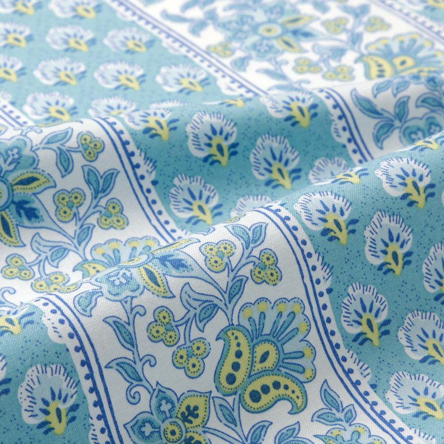 ヴィンテージフィール生地　ジュネ　ミントブルー　切り売り生地　SOULEIADO　ソレイアード　ウエア作りに　布　プロヴァンスプリント