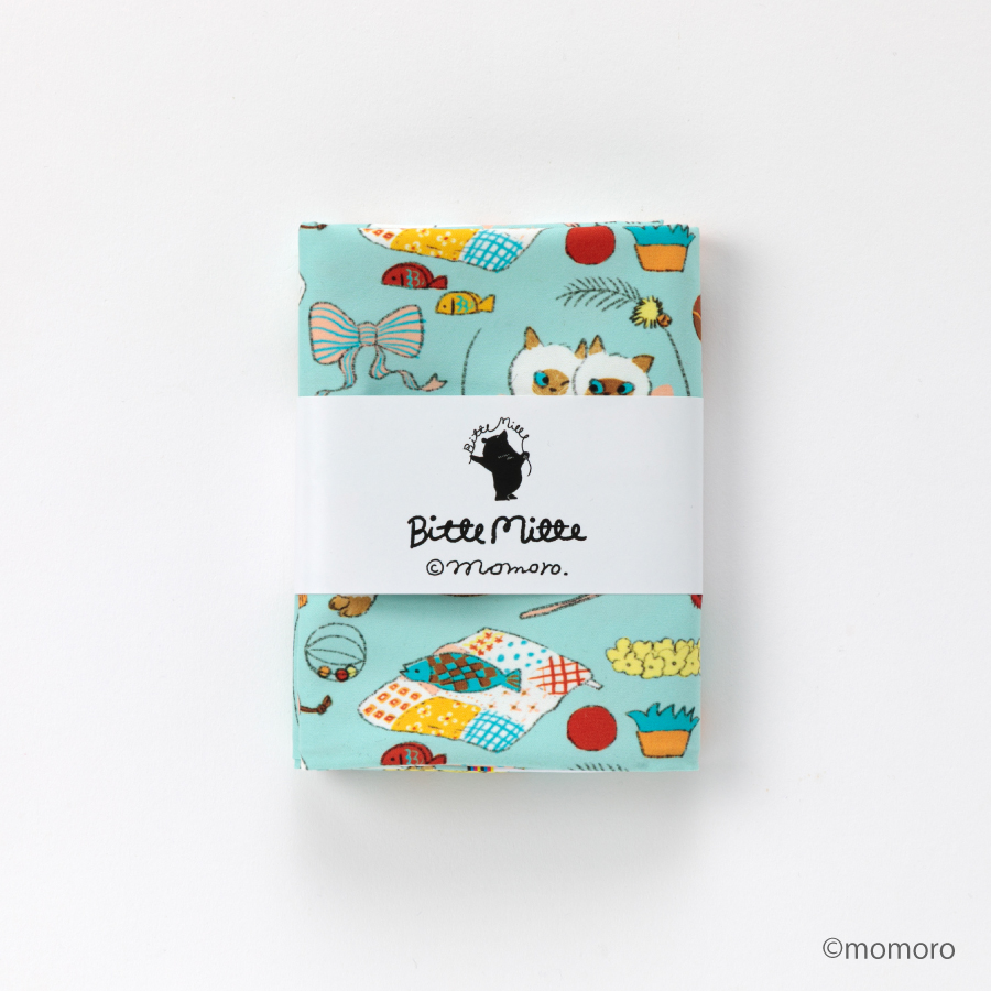 Bitte Mitte　ねこの持ち物　ポリエステル50cm着分　カットクロス　バッグ作りに　インテリア小物作りに