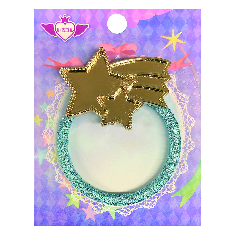 【SALE】ヘアゴム付きミール皿　レインボースター　いろコレ　レジンクラフト用パーツ　アクセサリーパーツ　ゆめかわいい　商用利用可