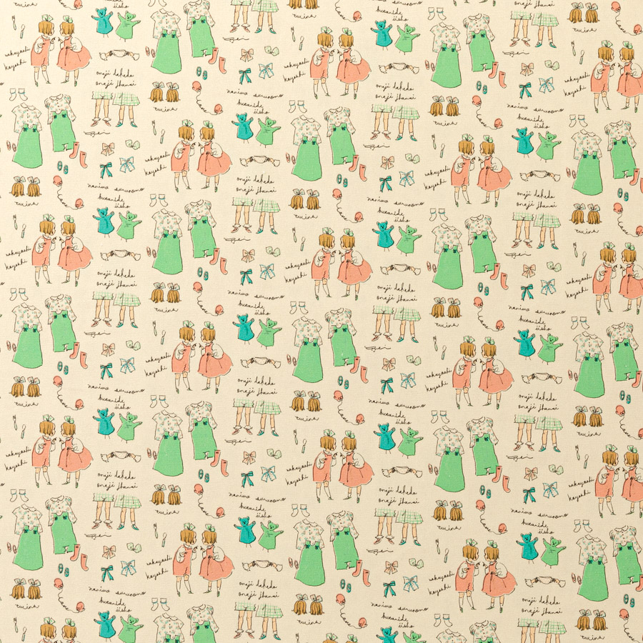 生地　Kurahashi Rei　双子　カットクロス　布　くらはしれい　人気イラストレーター　絵本作家　仓桥伶衣　50cmカット　バッグ作りに　インテリア小物作りに