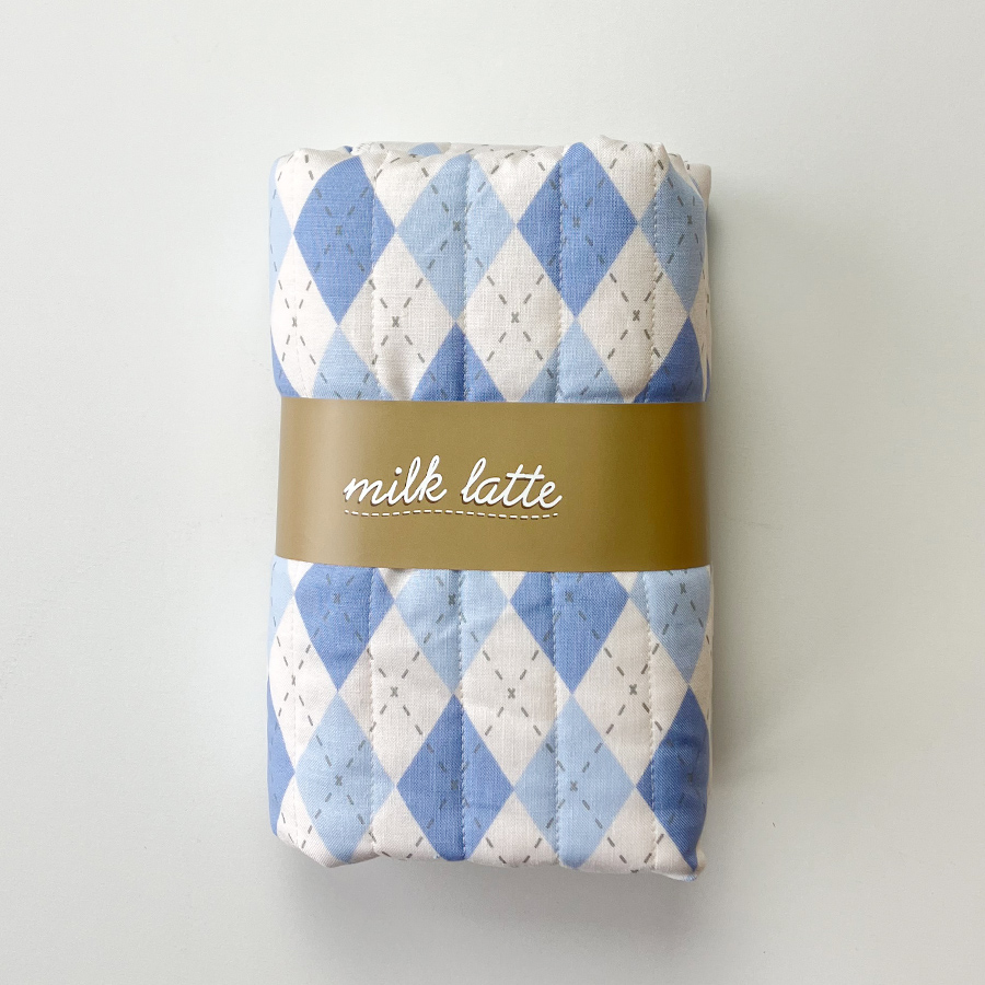 シーチングキルト　カットクロス　アーガイル　milk latte　ミルクラテファブリック　商用利用可能　くすみカラー　ニュアンスカラー　入園入学に　布　キルティング生地