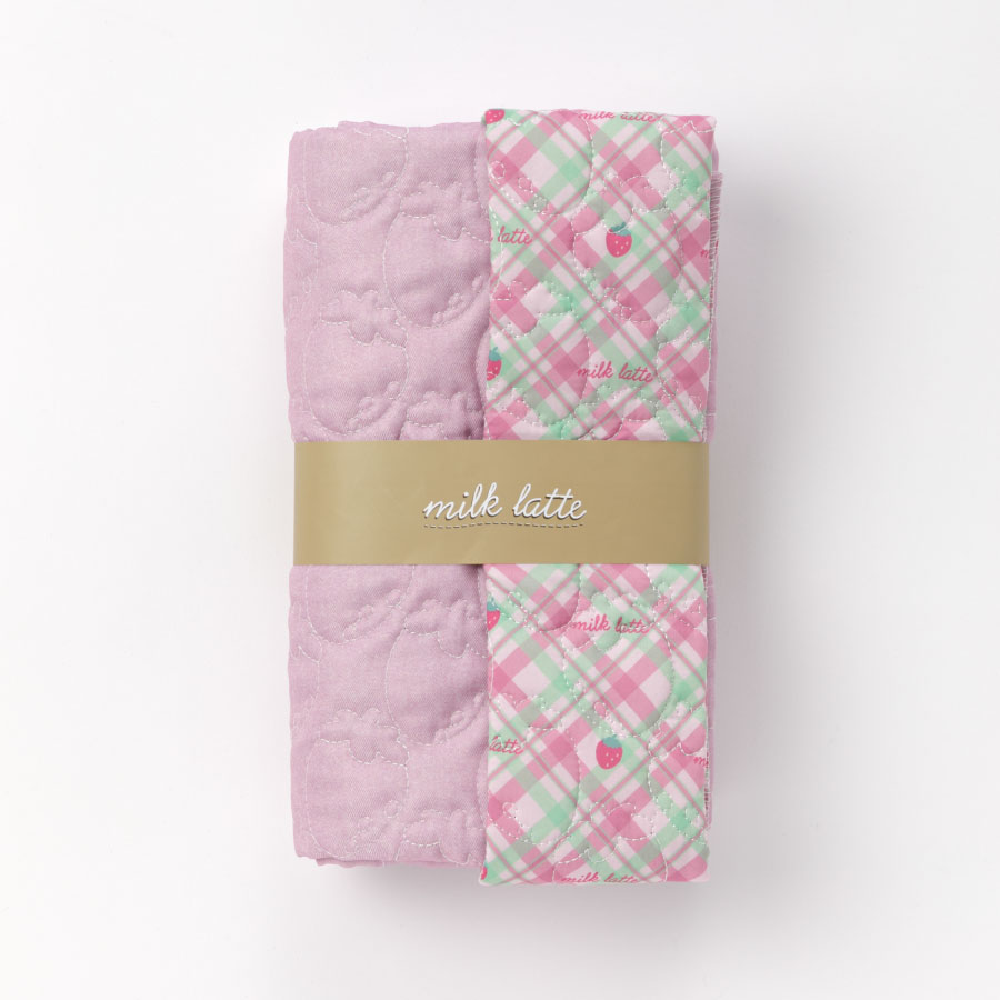 デニム風デザインキルト　ストロベリー　ピンク　50cm着分　カットクロス　ミルクラテファブリック　商用利用可能　milk latte　キルティング生地