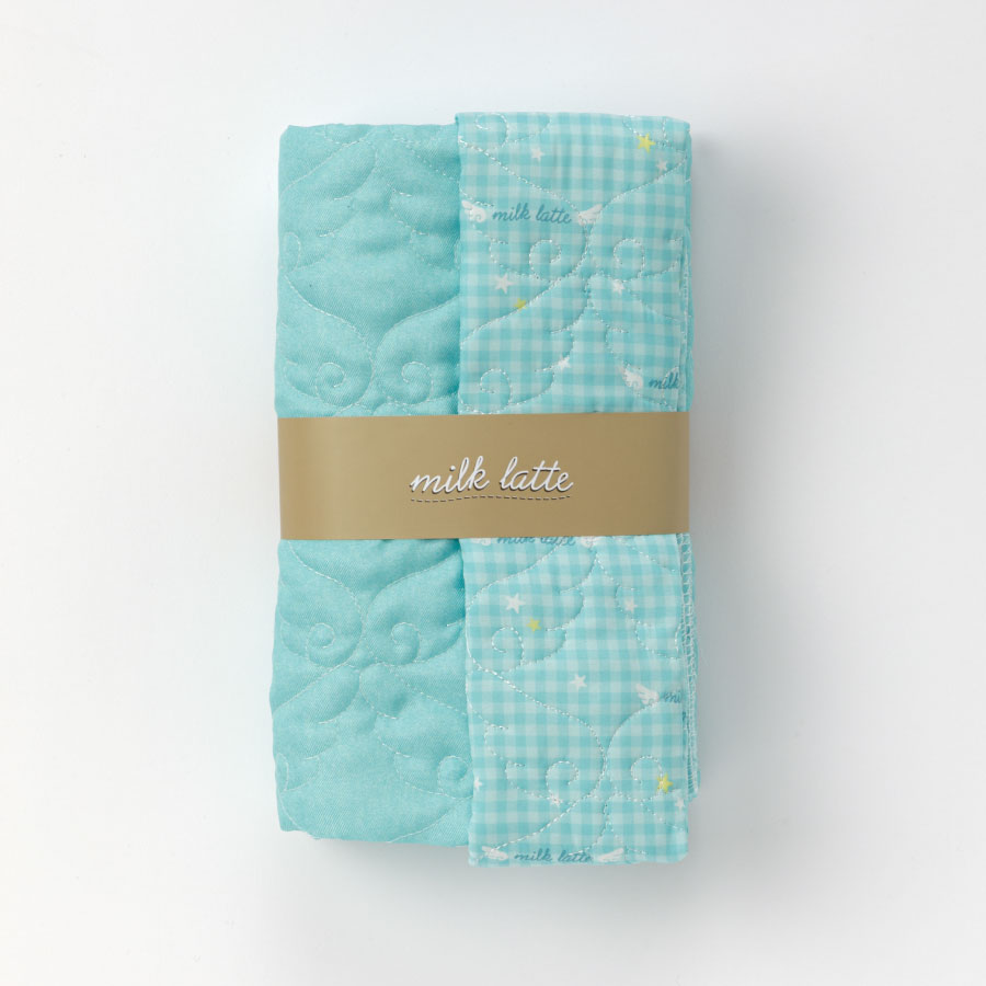 デニム風デザインキルト　エンジェル　ミントブルー　50cm着分　カットクロス　ミルクラテファブリック　商用利用可能　milk latte　キルティング生地