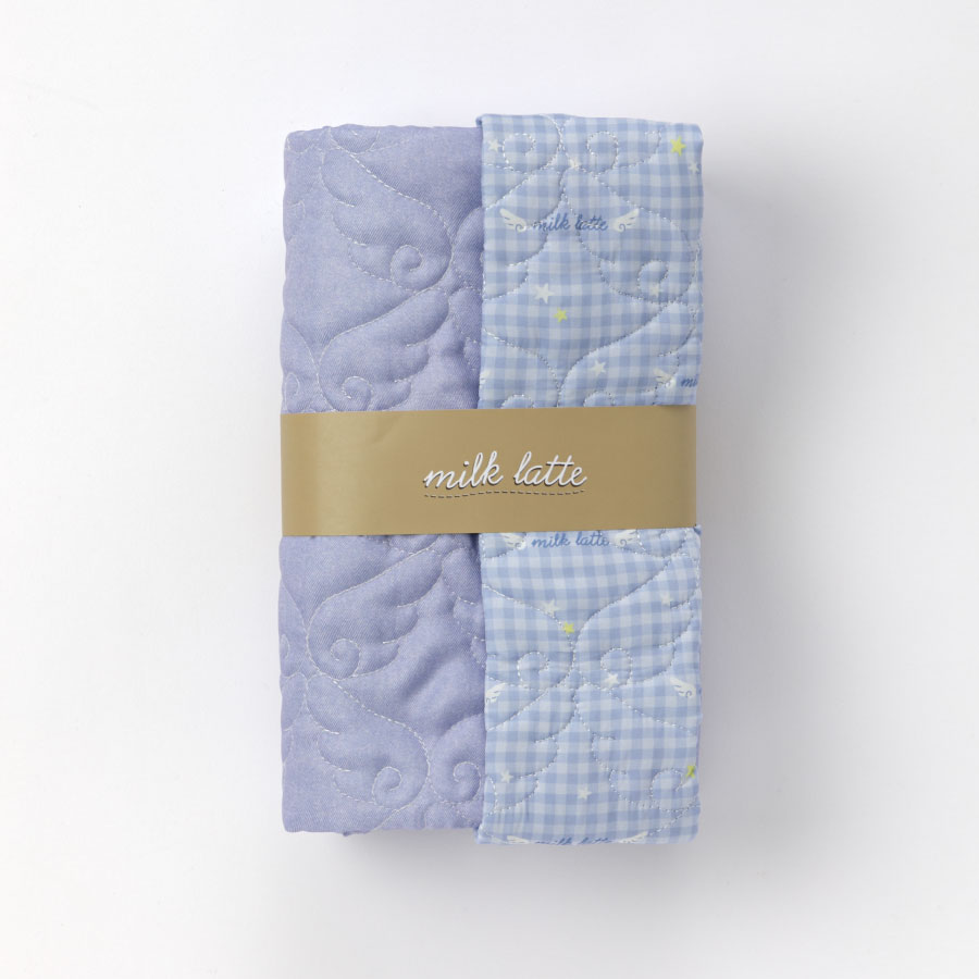 デニム風デザインキルト　エンジェル　パープル　50cm着分　カットクロス　ミルクラテファブリック　商用利用可能　milk latte　キルティング生地