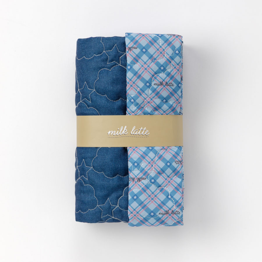 デニム風デザインキルト　ほしぞら　ネイビー　50cm着分　カットクロス　ミルクラテファブリック　商用利用可能　milk latte　キルティング生地