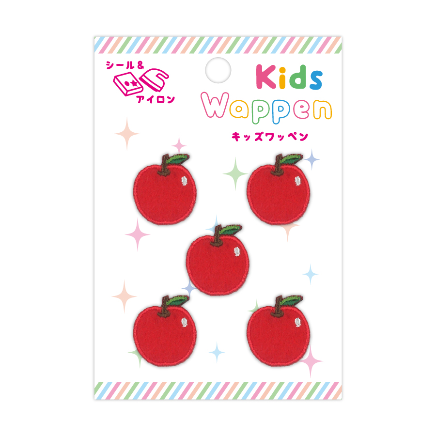 ワッペン　リンゴ　キッズワッペン　入園入学　子供が好きなモチーフ　入園入学　目印　りんご　アップル