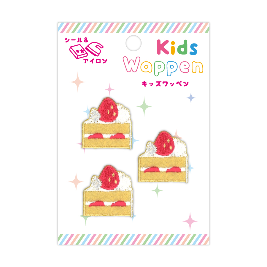 ワッペン　ケーキ　キッズワッペン　入園入学　子供が好きなモチーフ　入園入学　目印　いちごのショートケーキ